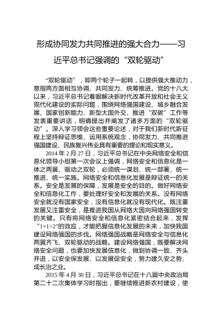形成协同发力共同推进的强大合力——习近平总书记强调的“双轮驱动”