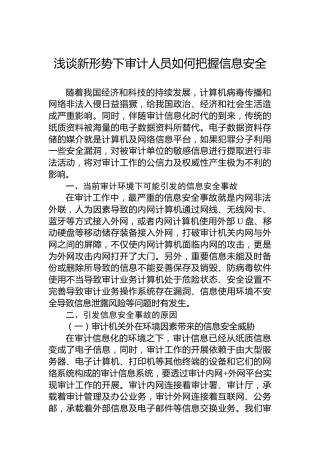 浅谈新形势下审计人员如何把握信息安全