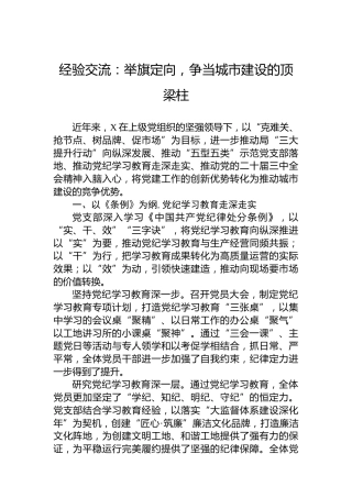 经验交流：举旗定向，争当城市建设的顶梁柱
