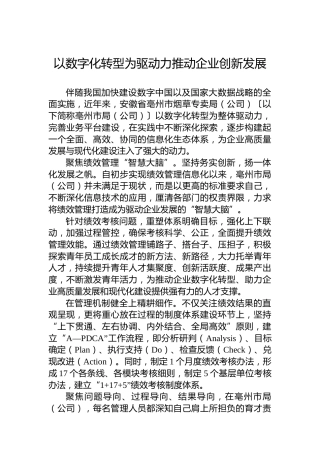 以数字化转型为驱动力推动企业创新发展