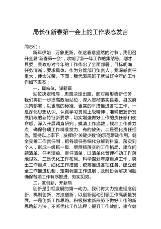 局长在新春第一会上的工作表态发言
