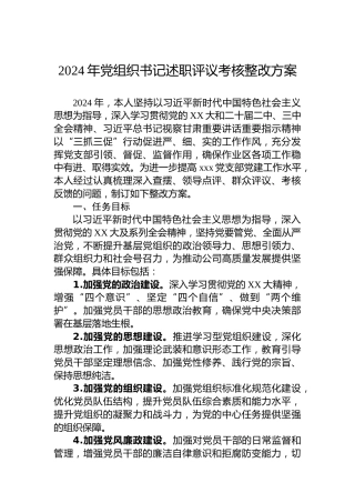 2024年党组织书记述职评议考核整改方案