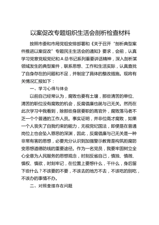以案促改专题组织生活会个人剖析对照检查