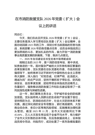 在市消防救援支队2026年党委（扩大）会议上的讲话