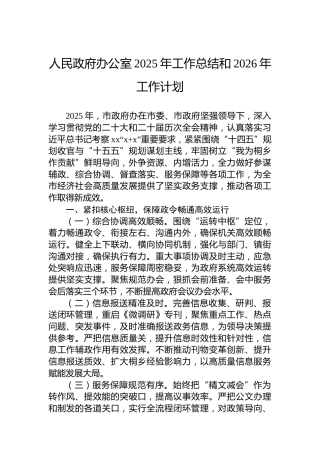 人民政府办公室2025年工作总结和2026年工作计划