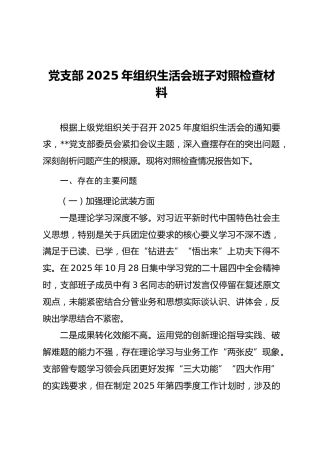 04-1 班子对照-党支部2025年度组织生活会“六个对照”班子对照检查（通用参考-4篇）