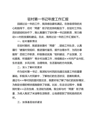 驻村第一书记年度工作汇报
