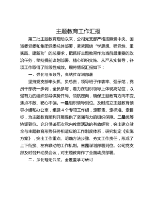主题教育工作汇报