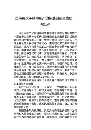 坚持用改革精神和严的标准锻造高素质干部队伍