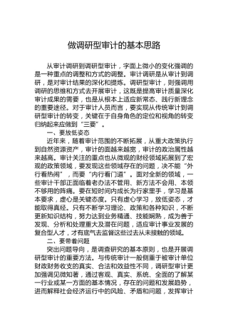 做调研型审计的基本思路