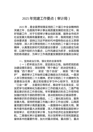 2025年党建工作要点（审计局）