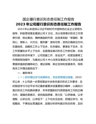 国企履行意识形态责任制工作报告