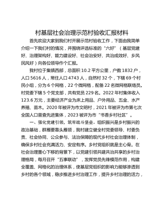 村基层社会治理示范村验收汇报材料