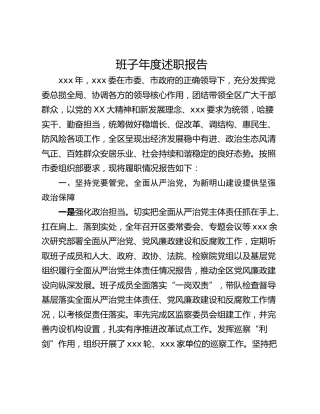 班子年度述职报告