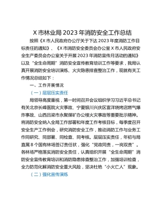 X市林业局2023年消防安全工作总结