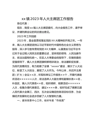 xx镇2023年人大主席团工作报告