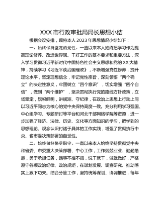 XXX市行政审批局局长思想小结
