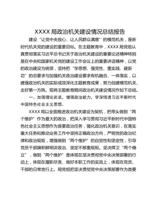 XXXX局政治机关建设情况总结报告