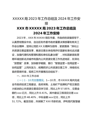 XXXXX局2023年工作总结及2024年工作安排