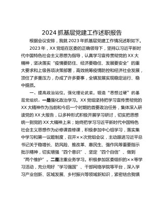 2024抓基层党建工作述职报告