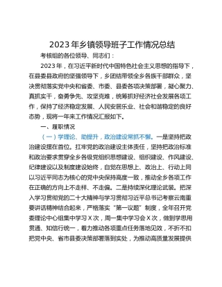 2023年乡镇领导班子工作情况总结