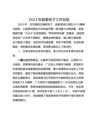 2023年县委班子工作总结