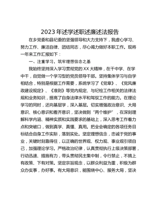 2023年述学述职述廉述法报告