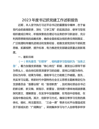 2023年度书记抓党建工作述职报告