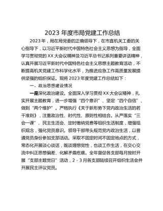2023 年度市局党建工作总结