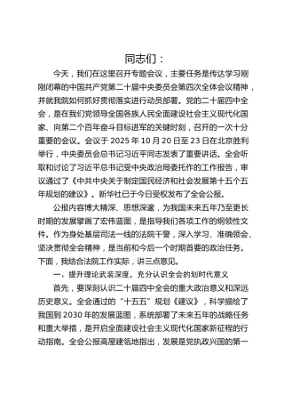 法院传达学习党的二十届四中全会精神专题会议上的讲话