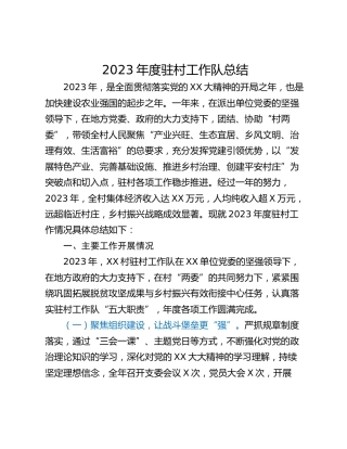 2023年度驻村工作队总结