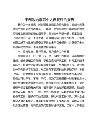 干部政治素养个人自我评价报告