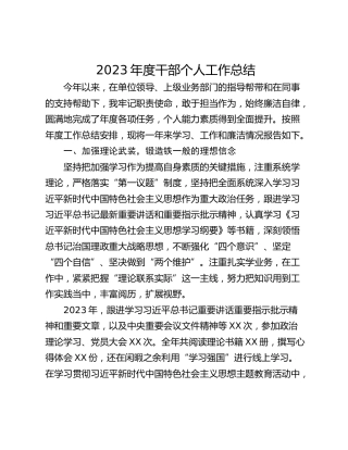 2023年度干部个人工作总结