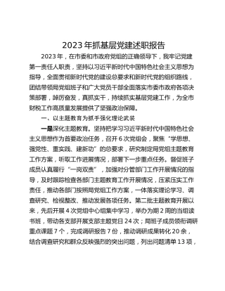 2023年抓基层党建述职报告