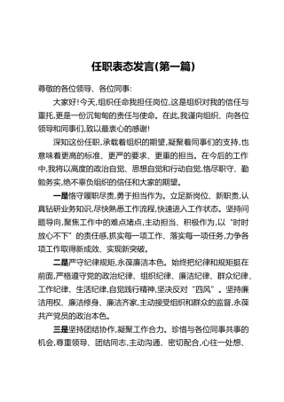 任职表态发言汇编5篇