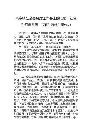某乡镇在全县务虚工作会上的汇报：红色引领谋发展“四抓·四新”展作为