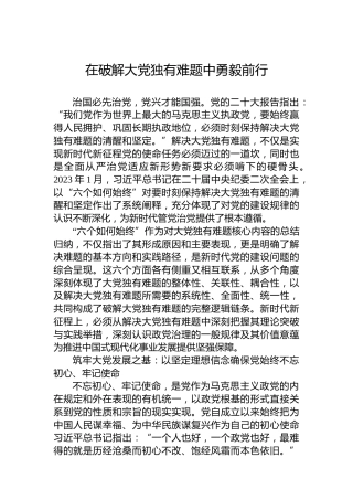 在破解大党独有难题中勇毅前行