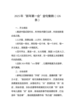 2025年“新年第一会”金句集锦（126条）