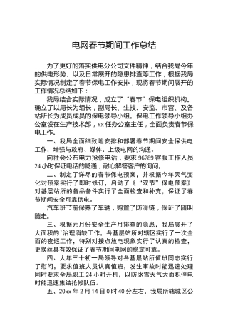 电网春节期间工作总结