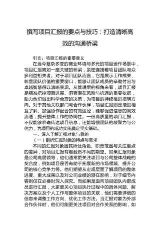 撰写项目汇报的要点与技巧：打造清晰高效的沟通桥梁