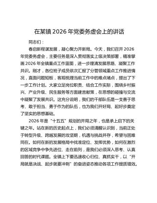 在某镇2026年党委务虚会上的讲话