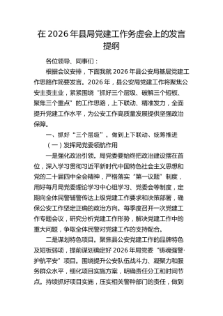 在2026年县局党建工作务虚会上的发言