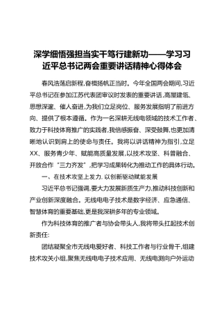 深学细悟强担当实干笃行建新功——学习习近平总书记两会重要讲话精神心得体会