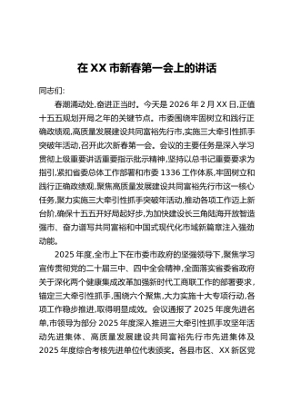 在XX市新春第一会上的讲话