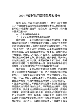 2024年度述法问题清单整改报告