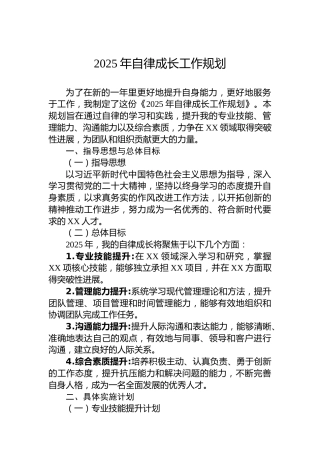 2025年自律成长工作规划