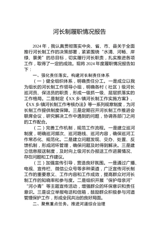 2024年河长制履职情况报告