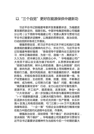 以“三个自觉”更好在能源保供中建新功
