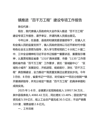 镇推进“百千万工程”建设专项工作报告