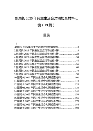副局长2025年民主生活会对照检查材料汇编（19篇）